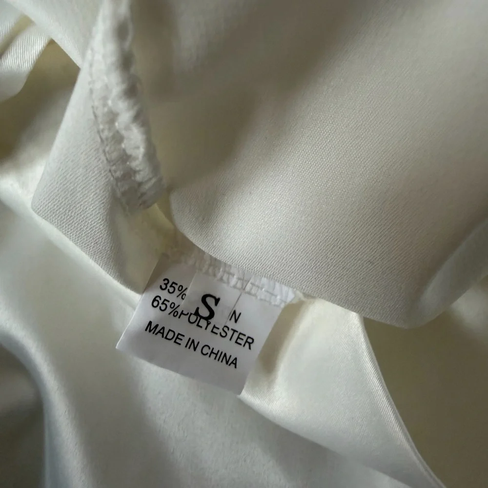 Elegant Cream Satin Slip Dress - Picture 3 of 5